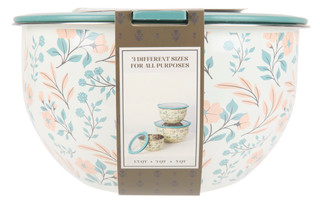 Thumbnail 2: HOMESTEAD 3 Pc Stainless Printed Bowl Set W/ Transparent Lids 