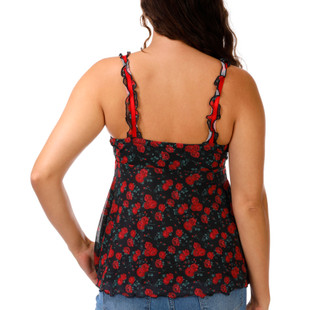 Thumbnail 2: Luv Betsey Juniors' Sleeveless Ruffle Rose Babydoll Tank 