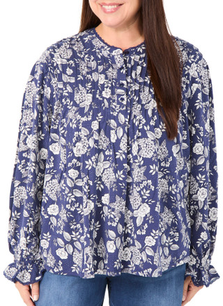 Thumbnail 2: Lands End Women's Plus Long Sleeve Modal Ruffle Pintuck Top  
