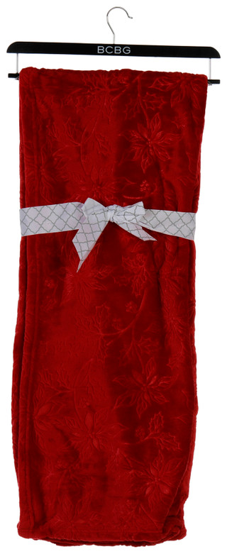 Thumbnail 1: BCBG 50x70 Embossed Poinsettia Plush Throw  