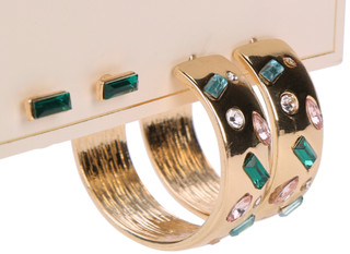 Thumbnail 1: BADGLEY MISCHKA 2 Pc Mixed Stone Hoop & Stud Earrings 