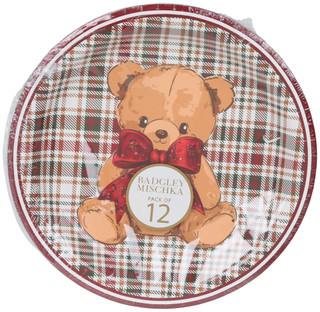 Thumbnail 1: BADGLEY MISCHKA 12 Pk Christmas Bear Dinner Paper Plates  