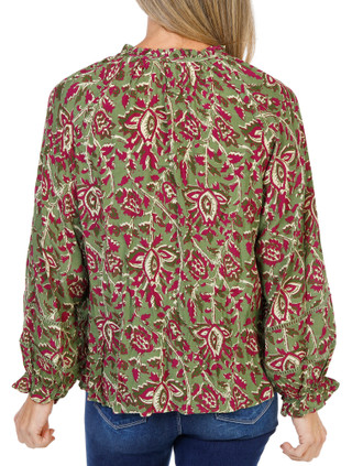 Thumbnail 3: FARMERS MARKET Women's Long Sleeve Drifting Flower Print Peasant Top  