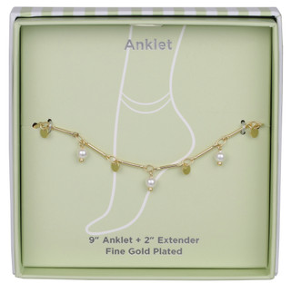 Thumbnail 2: Danecraft Gold Plated Disc Pearl Anklet 