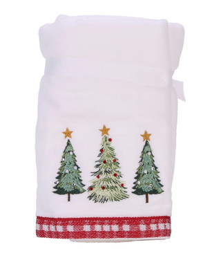 Thumbnail 1: Caro Home 2 Pk Christmas Forest Embroidered Hand Towels 