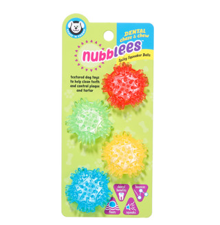 Thumbnail 1: CHASE N CHOMP 4 Pk Small Nubblees Spiky Squeaker Balls for Dogs  