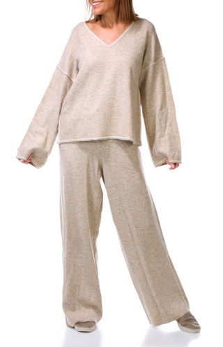 Thumbnail 3: Vince Camuto 2 Pc Women's Long Sleeve Sweater Pant Set w/ Contrast Piping 