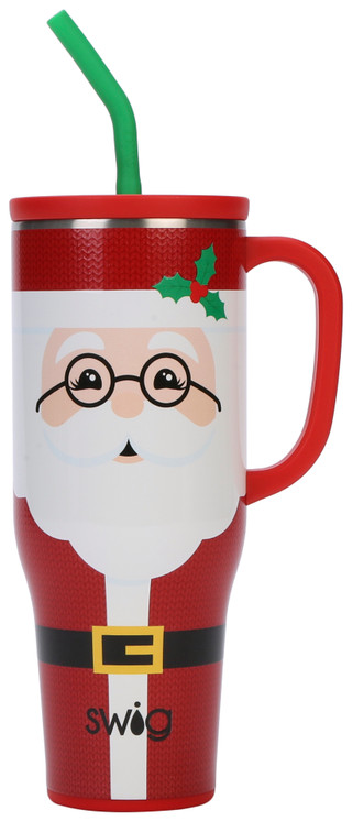 Thumbnail 1: Swig 40 oz Christmas Santa Stainless Steel Mega Mug   