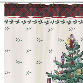 Thumbnail 1: Spode Christmas Tree Tartan Shower Curtain Hooks - 12 Piece Set 
