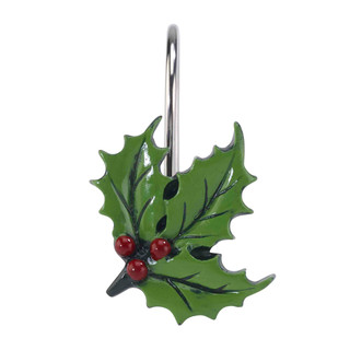 Thumbnail 4: Spode Christmas Tree Tartan Shower Curtain Hooks - 12 Piece Set 