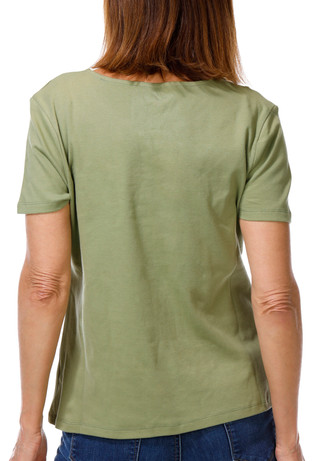 Thumbnail 2: Coral Bay Women's Petite Short Sleeve Split Neck Eyelet Top 