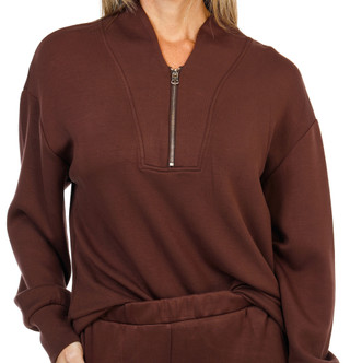 Thumbnail 1: Chelsea & Theodore 2 Pc Women's Long Sleeve Quarter Zip Knit Sweater Pants Set  