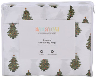 Thumbnail 5: Martha Stewart Sugarplum Trees Holiday Sheet Set 