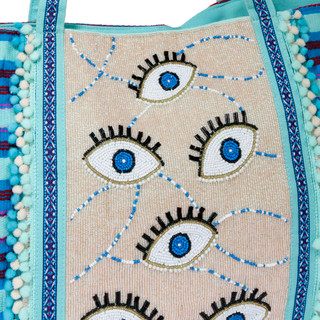Thumbnail 3: AMERICA AND BEYOND Celestial Evil Eye Embellished Tote 