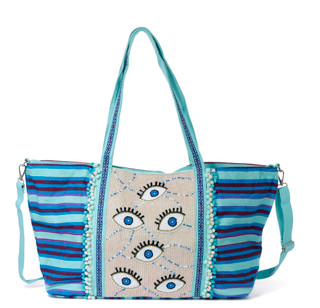 Thumbnail 4: AMERICA AND BEYOND Celestial Evil Eye Embellished Tote 