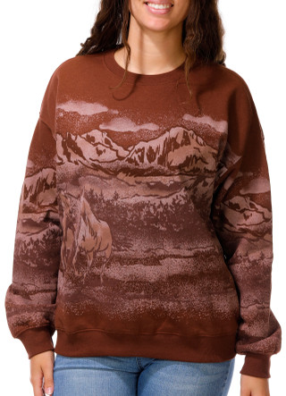 Thumbnail 3: Goodie Two Sleeves  Juniors Long Sleeve Western Landscape Sweater  