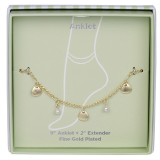 Thumbnail 1: Danecraft Gold Plated Shell Pearl Anklet 