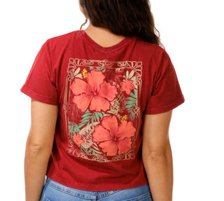 Thumbnail 1: COASTAL DREAMER Junior's Short Sleeve Hibiscus Pocket Tee 