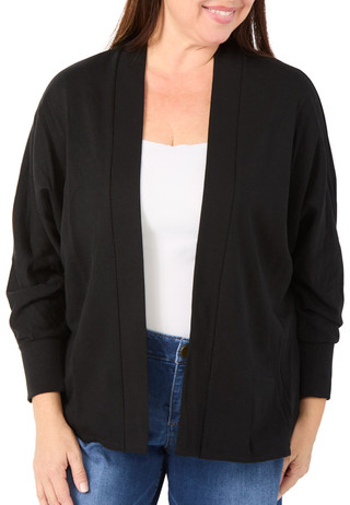 Thumbnail 1: Bobeau Women's Plus Long Sleeve Ribbed Cardigan  