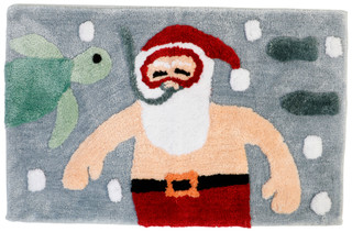 Thumbnail 2: Caro Home 20x32 Snorkeling Santa Christmas Bath Rug 