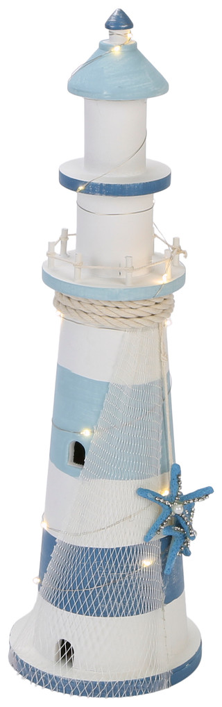 Thumbnail 1: Fancy That 17 In Light Up Blue Wooden Lighthouse Accent 