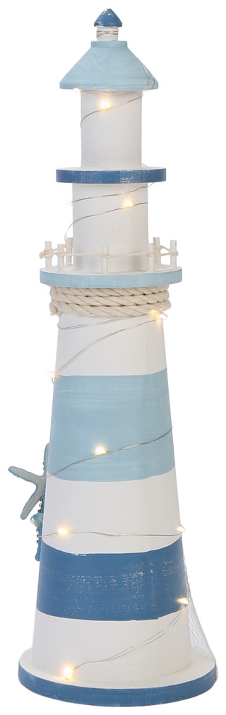 Thumbnail 2: Fancy That 17 In Light Up Blue Wooden Lighthouse Accent 