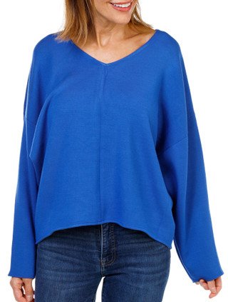 Thumbnail 1: Chelsea & Theodore Women's Long Sleeve V-Neck Drop Shoulder Top  