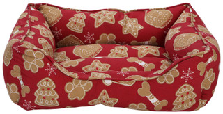 Thumbnail 2: HOUND HOME 21x18x7 Christmas Ginger Bread Cuddler Pet Bed  