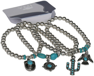 Thumbnail 1: YMI 4 Pk Beaded Western Charm Bracelet Set 