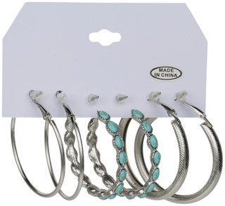 Thumbnail 1: YMI 3 Pk Western Turquoise Hoop Earring Set 