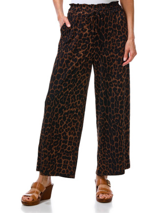 Thumbnail 1: Ellen Tracy Women's Leopard Print Drawstring Pull-on Pants 