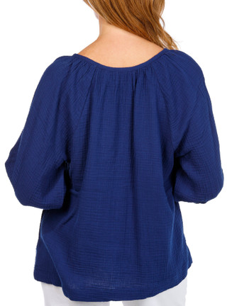 Thumbnail 1: Lands End Women's Short Sleeve Scoop Peasant Top 