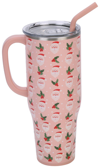Thumbnail 1: Swig 40 oz Christmas Santa Holly Stainless Steel Mega Mug 