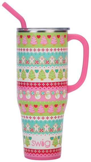 Thumbnail 1: Swig 40 oz Christmas Cookie Stainless Steel Mega Mug   