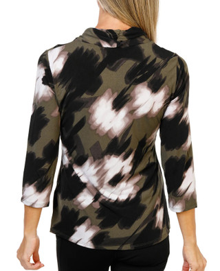 Thumbnail 1: Tahari Women's 3/4 Sleeve Twist Front Floral Top 