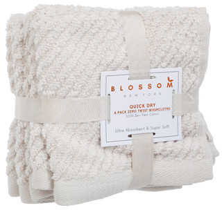 Thumbnail 1: BLOSSOM 6 Pk Zero Twist Cotton Washcloths   