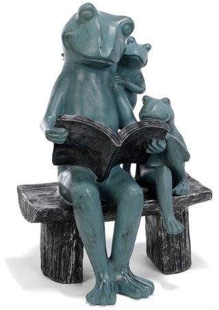 Thumbnail 2: Turtle King Frogs Reading Garden Decor Figurine  