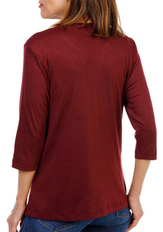 Thumbnail 3: Lands End Women's 3/4 Sleeve Crochet Trim Top 