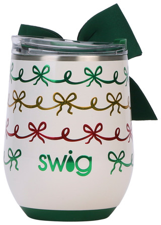 Thumbnail 1: Swig 12 oz Christmas Bow Insulated Stainless Steel Stemless Cup 