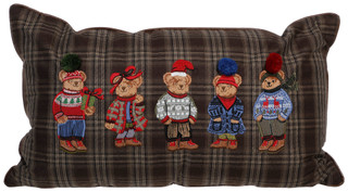 Thumbnail 1: Tinsel & Holly Embroidered Christmas Classic Bear Party Decorative Pillow  