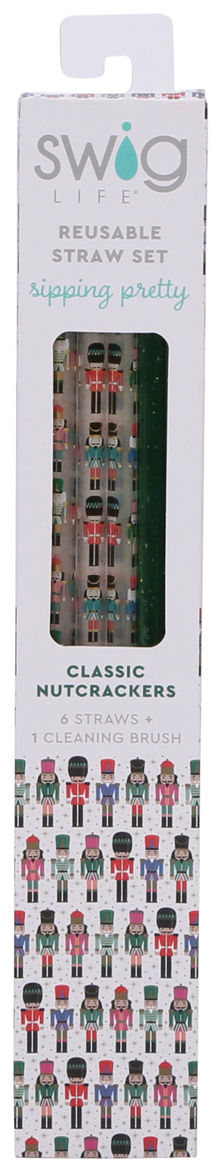 Thumbnail 2: Swig 6 Pk Christmas Nutcrackers Reusable Straw Set 
