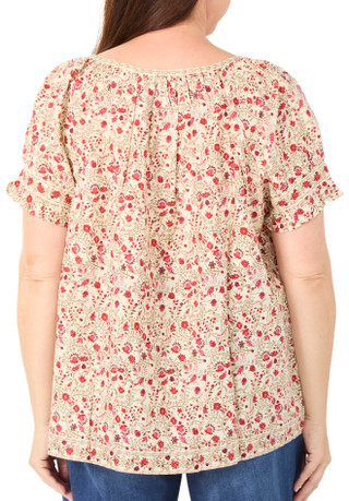 Thumbnail 1: MAX STUDIO Women's Plus Ruffle Short Sleeve Print Top 
