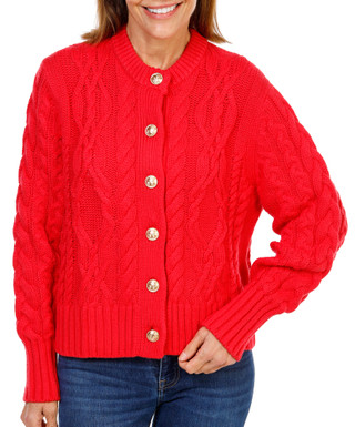 Thumbnail 1: Southern Tide Women's Long Sleeve Cable Knit Button Cardigan  