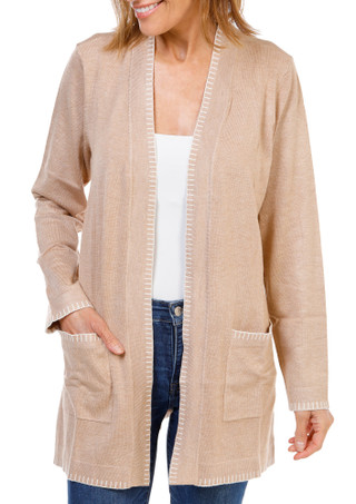 Thumbnail 1: ADRIENNE VITTADINI Women's Open Front Whip Stitch Cardigan 