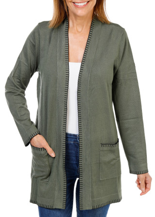 Thumbnail 1: ADRIENNE VITTADINI Women's Open Front Whip Stitch Cardigan 