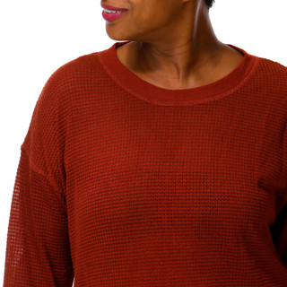 Thumbnail 2: Chenault Women's Plus Open Knit Split Hem Top 