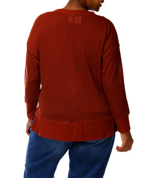 Thumbnail 3: Chenault Women's Plus Open Knit Split Hem Top 