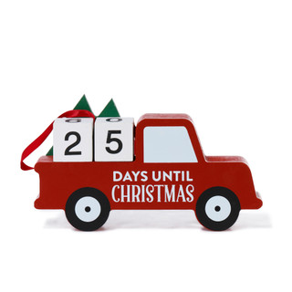 Thumbnail 1: Six Trees 7 in Wooden Christmas Countdown Pick Up Truck Decor 