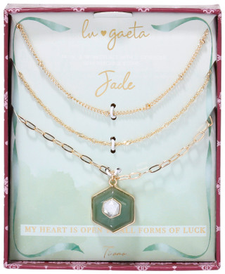 Thumbnail 1: LU GAETA 3 Pc Jade Necklace Set 