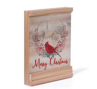 Thumbnail 2: 8x10 Merry Christmas Red Cardinal Standing Wood Picture 